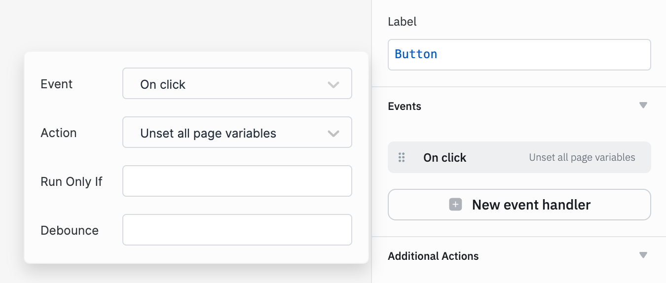 ToolJet - Action reference -Unset variable