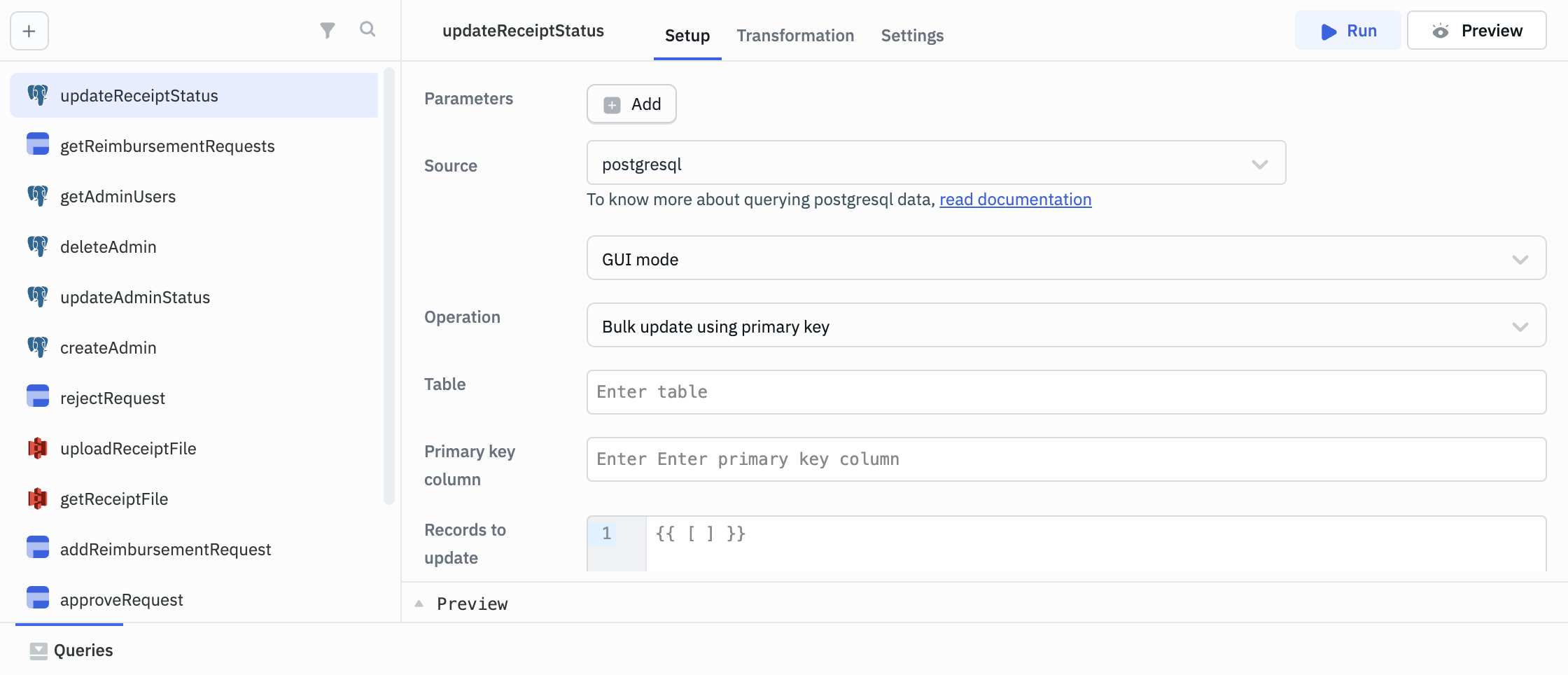 App Builder: configure PostgreSQL queries
