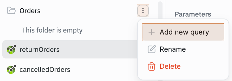 App Builder: Add query to folder