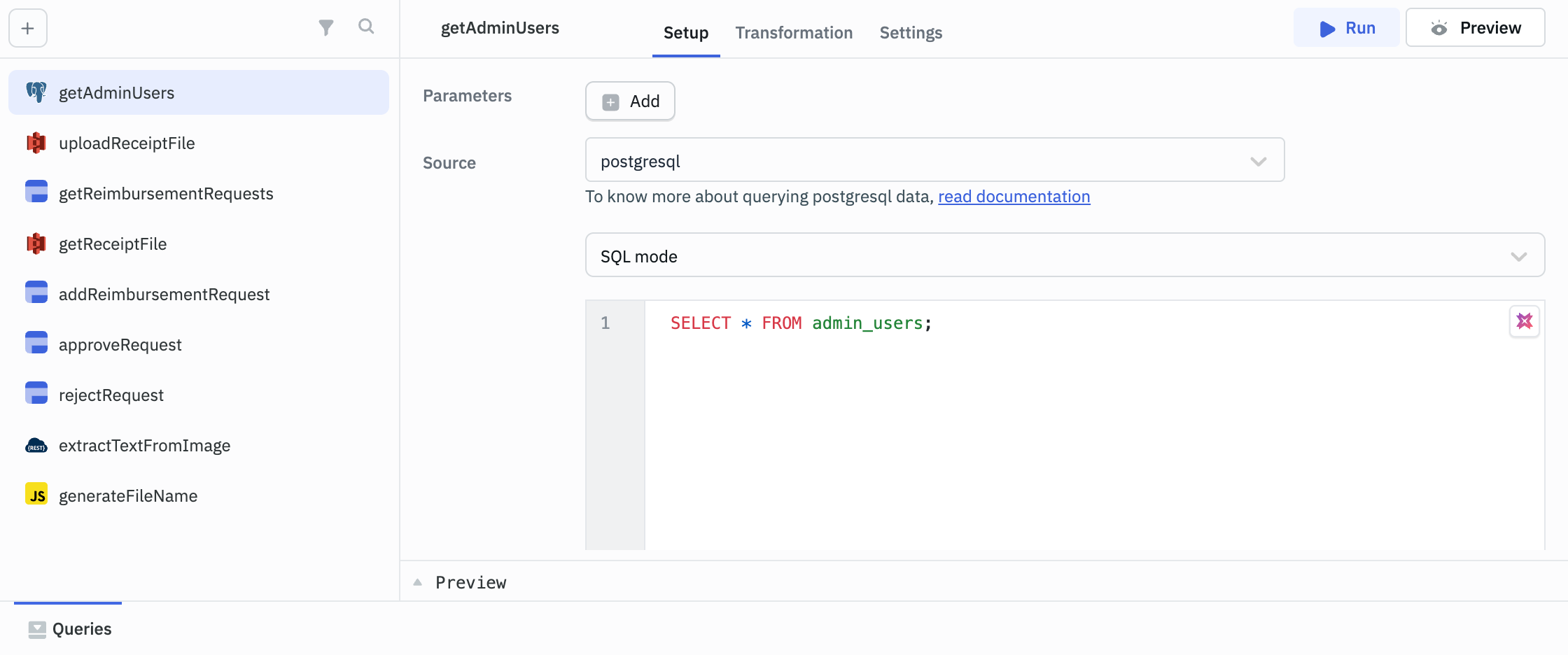 App Builder: configure PostgreSQL queries