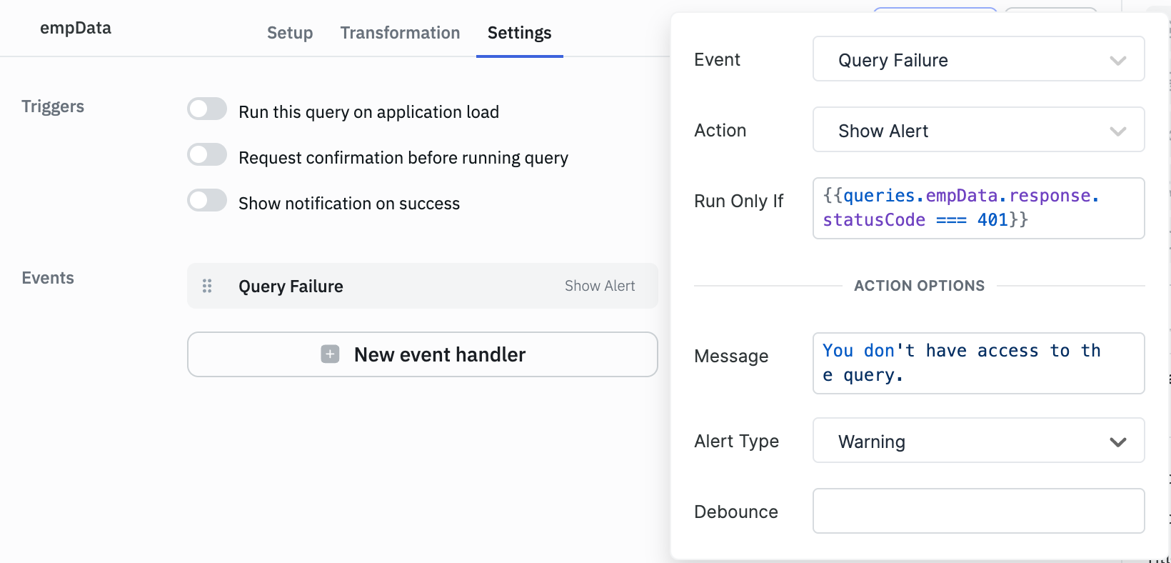 Query Permission Denied