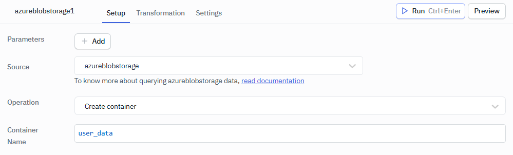 Azure blob: create container operation