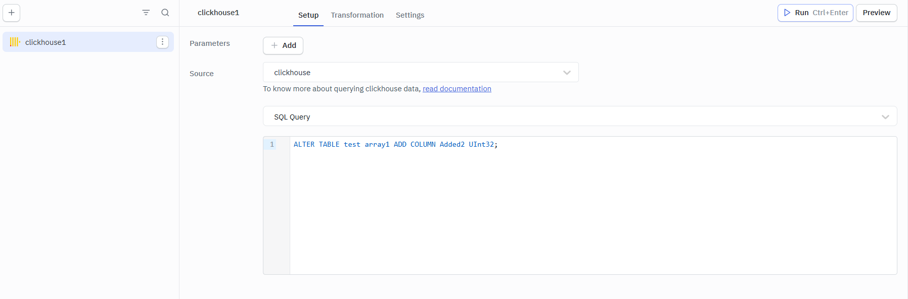 ClickHouse SQL Statement operation