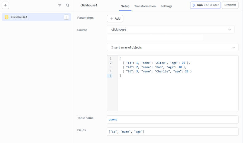 ClickHouse Insert array of objects operation