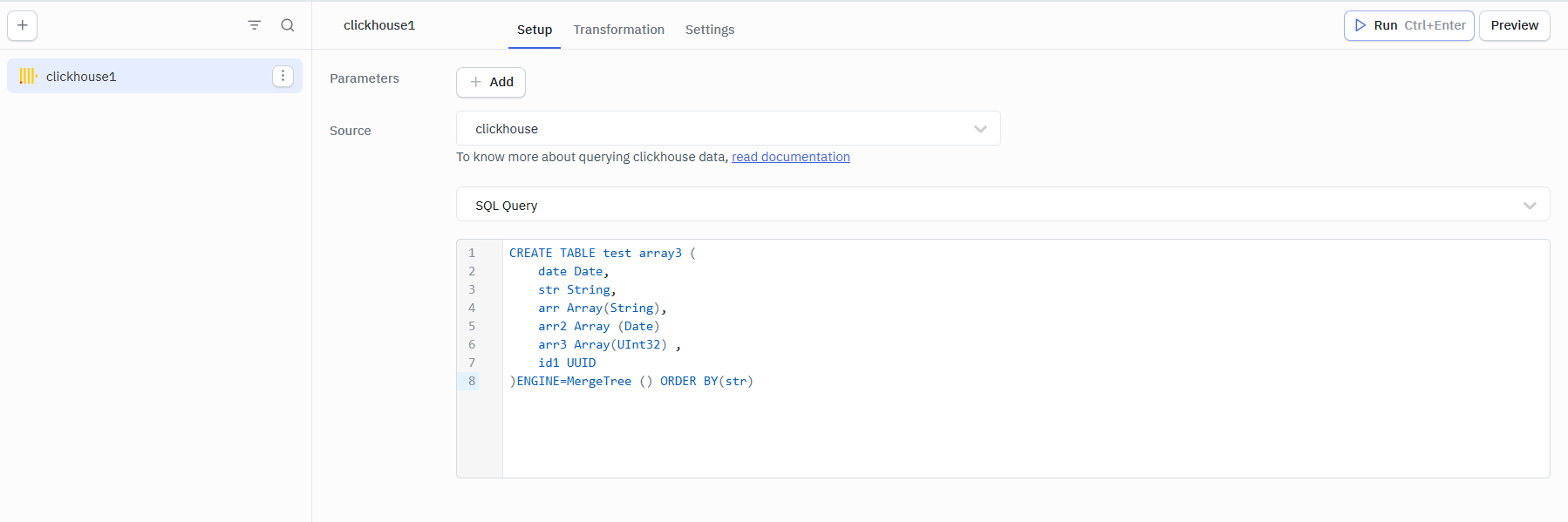 ClickHouse SQL Statement operation