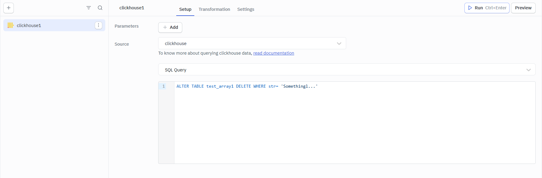 ClickHouse SQL Statement operation