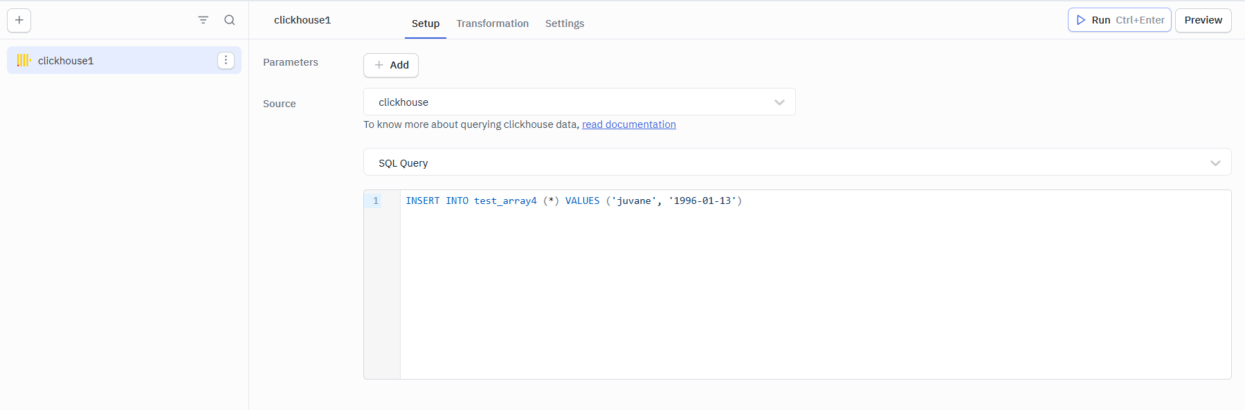 ClickHouse SQL Statement operation