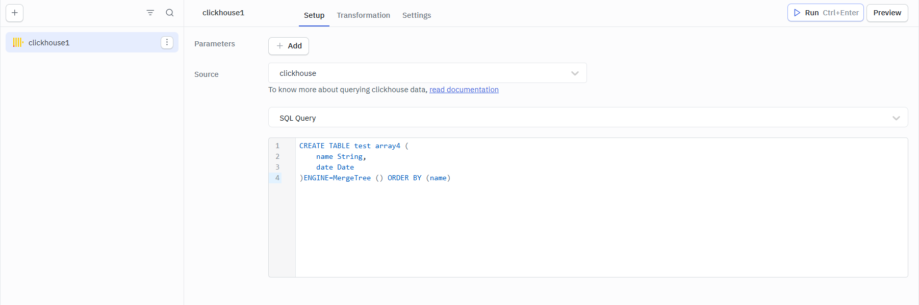 ClickHouse SQL Statement operation
