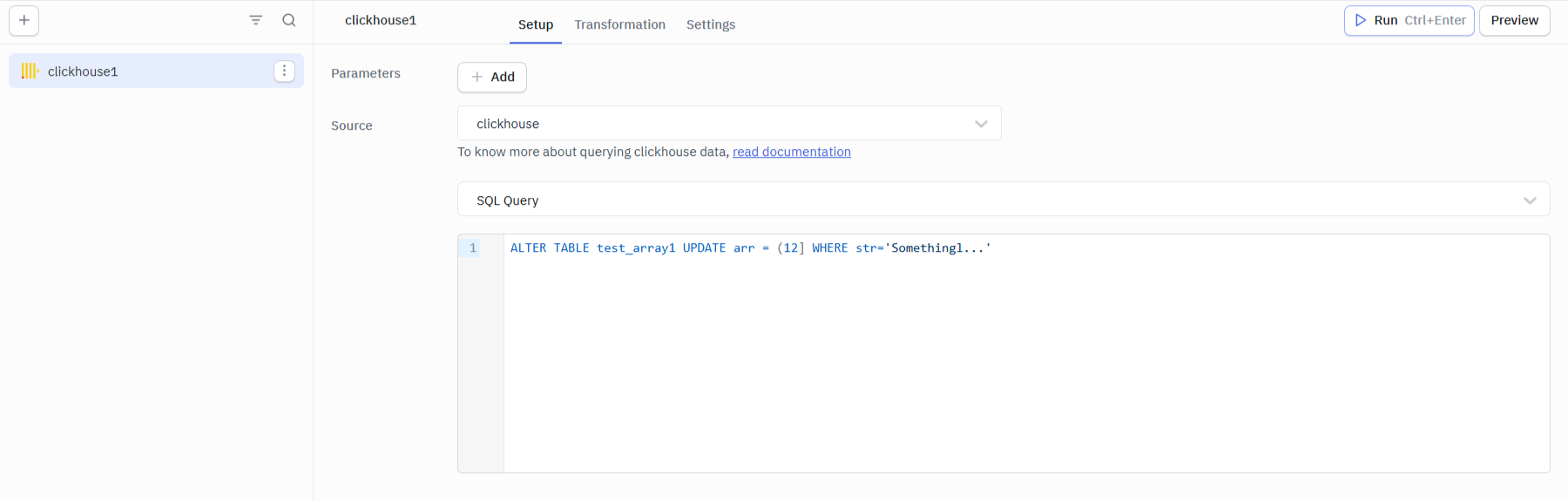 ClickHouse SQL Statement operation