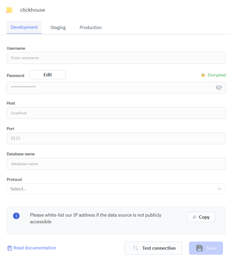 ClickHouse connection