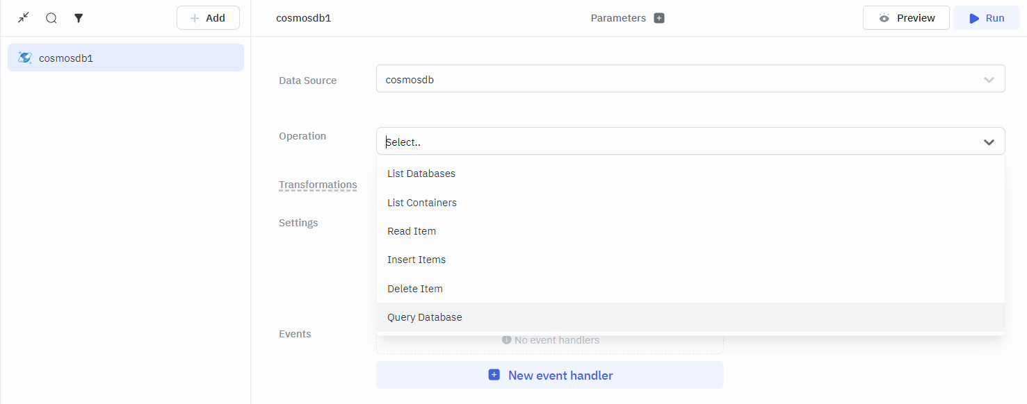 ToolJet - Data source - CosmosDB