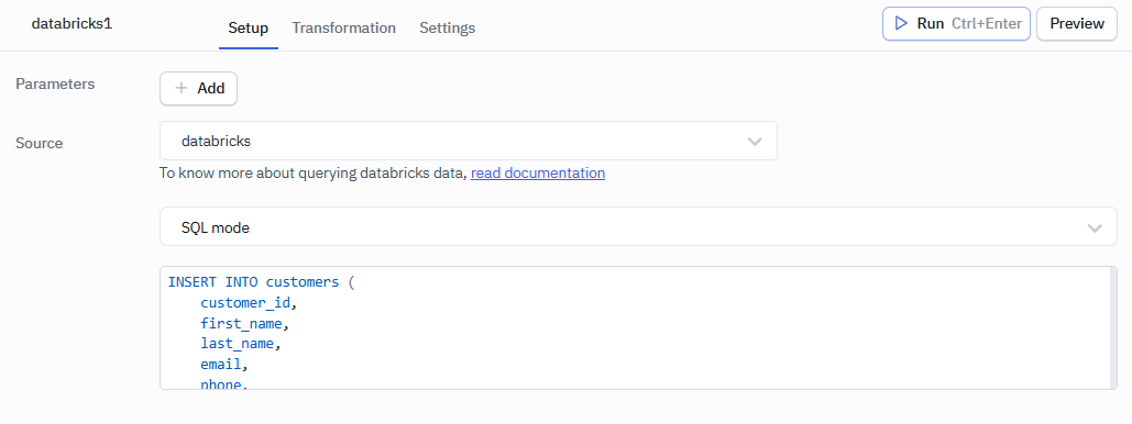 Databricks: Write Data Query