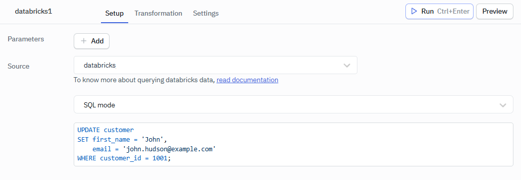 Databricks: Update Data Query