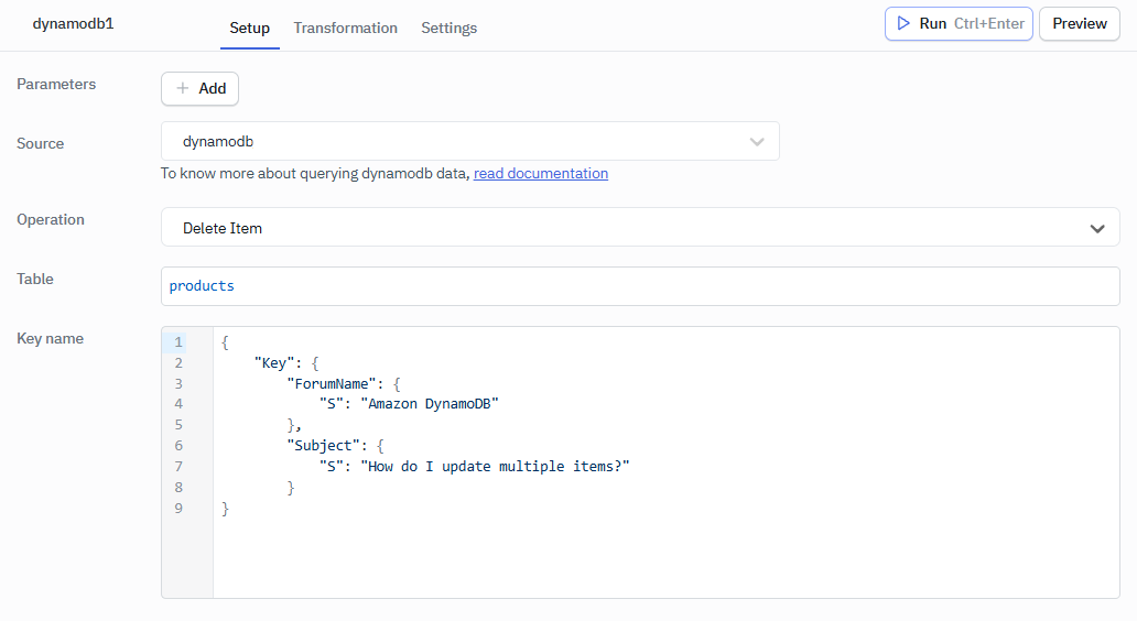 ToolJet - DynamoDB operations
