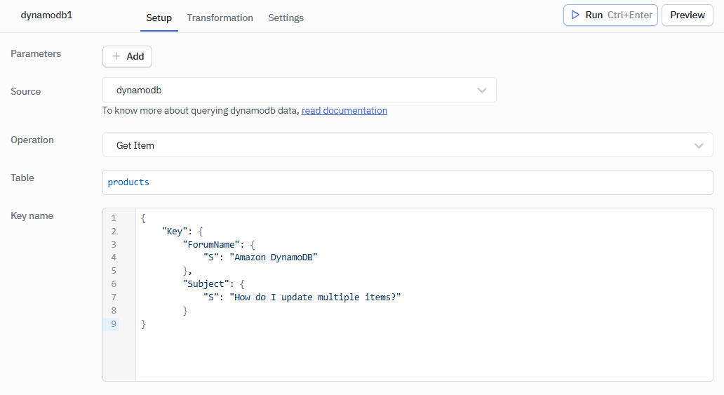 ToolJet - DynamoDB operations