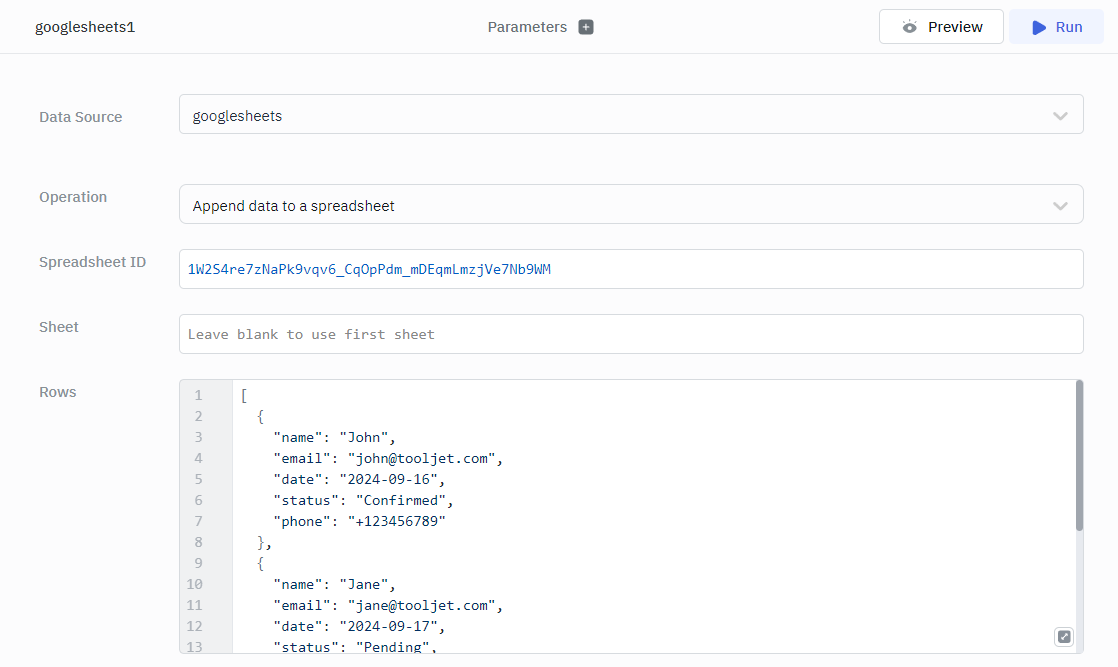 Google Sheet Operations