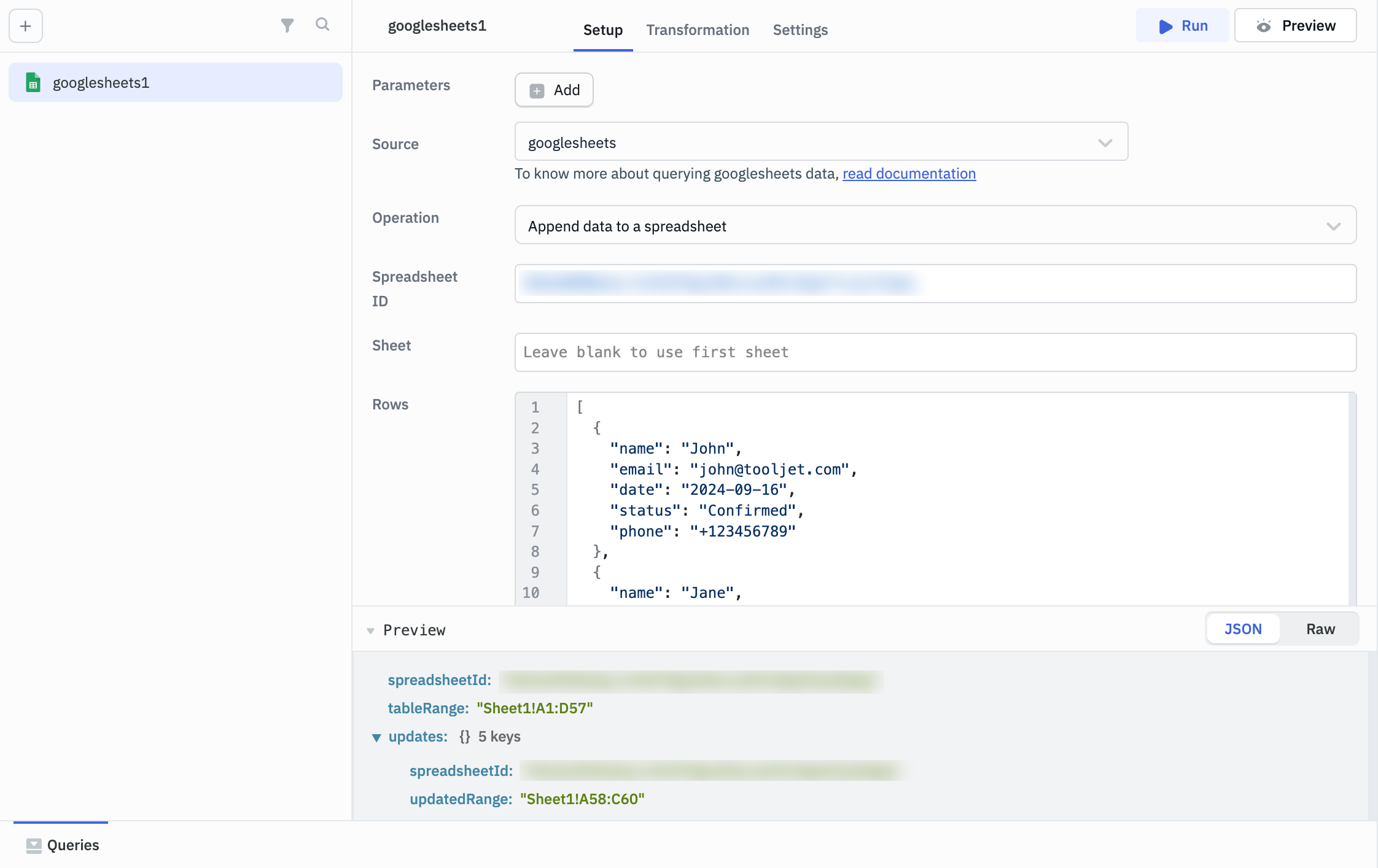 Google Sheet Operations