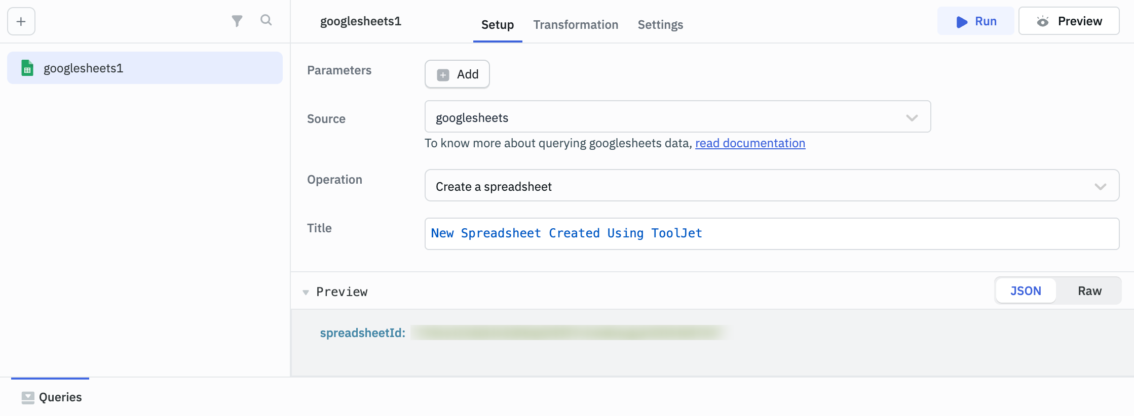 create a spreadsheet