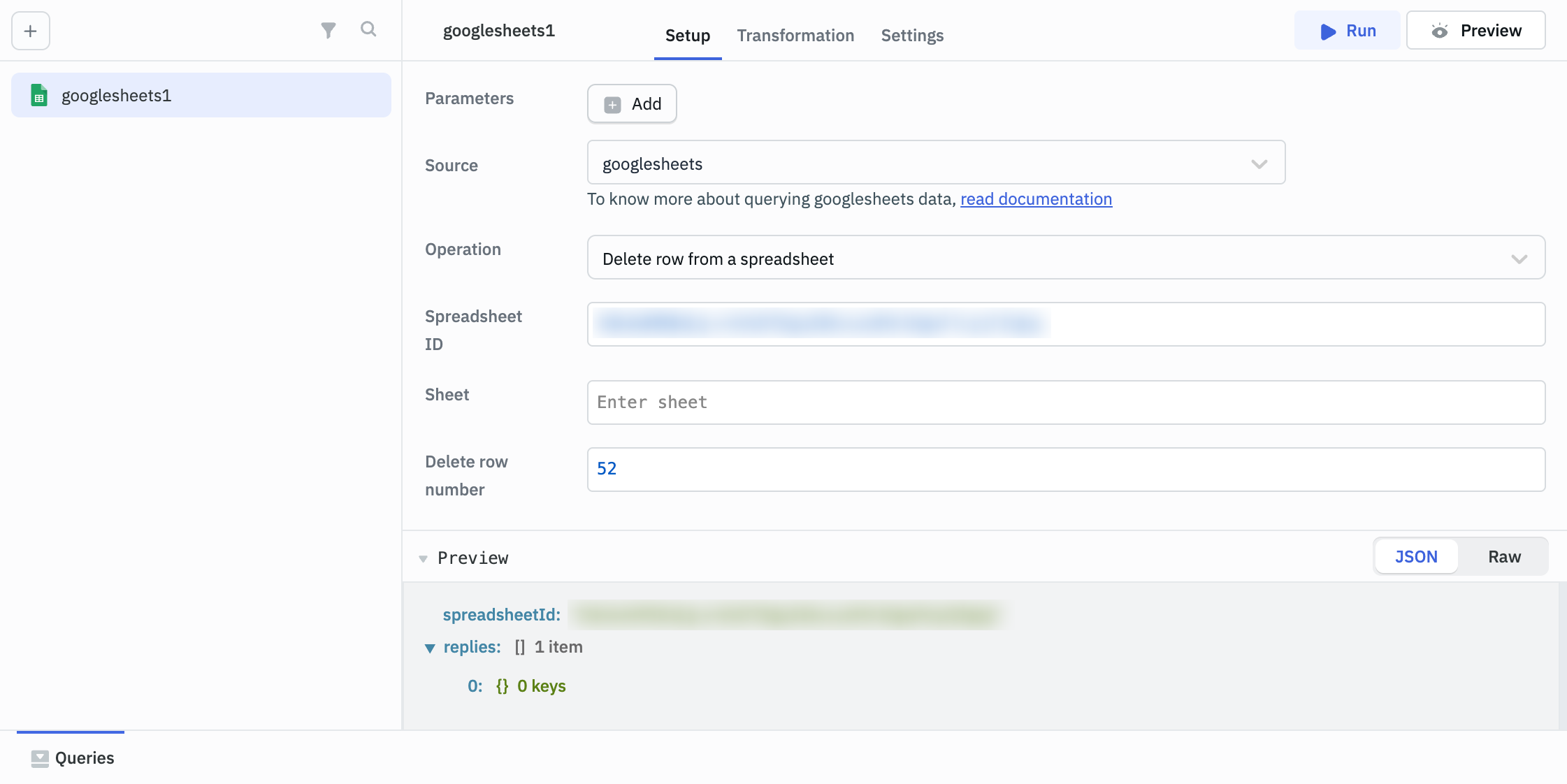 google sheets delete