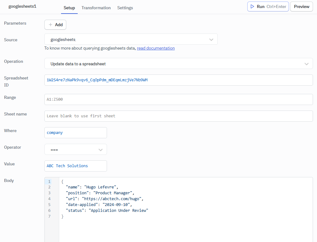 Google Sheet Operations