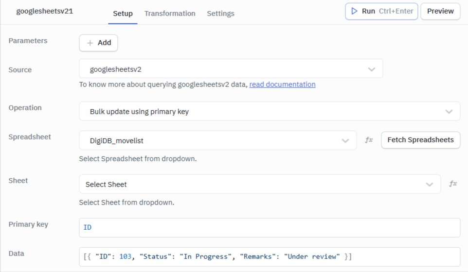 bulk update operation