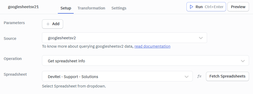 get spreadsheet operation