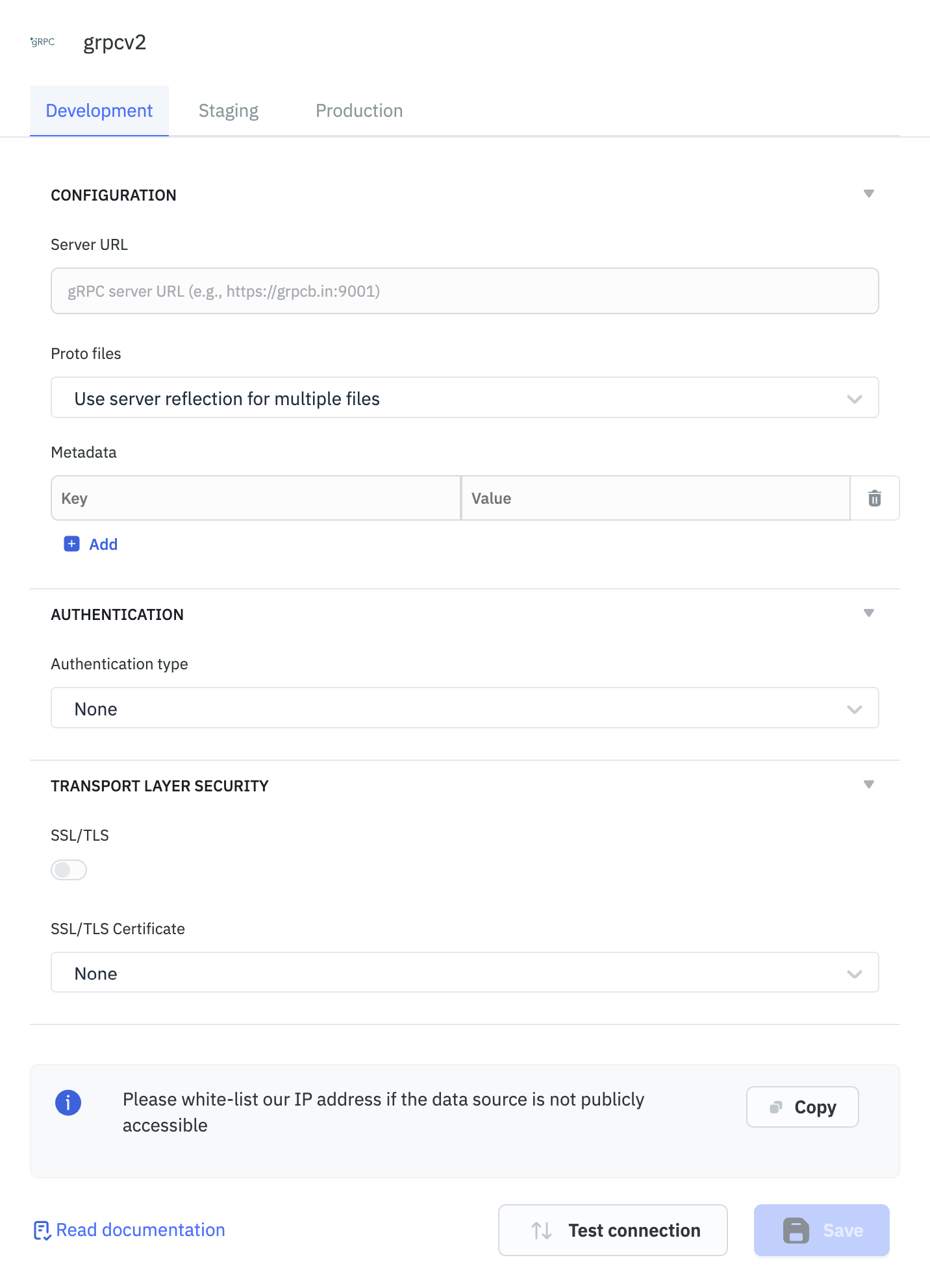 gRPC 2.0: connection configuration