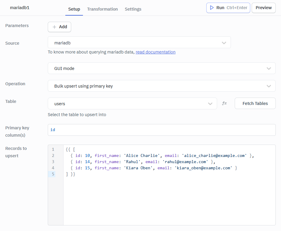 Mariadb bulk upsert gui mode