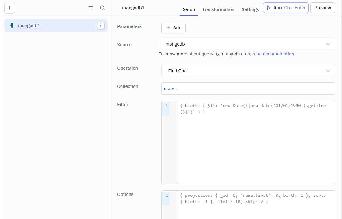 ToolJet - Mongo DB Find One