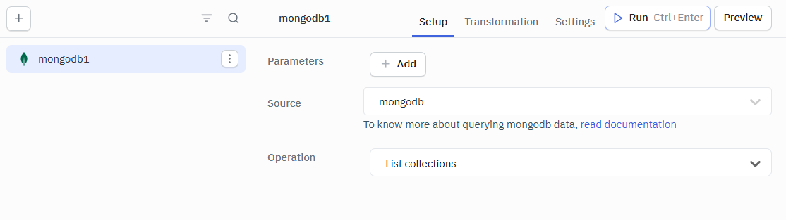 ToolJet - Mongo DB List Collection