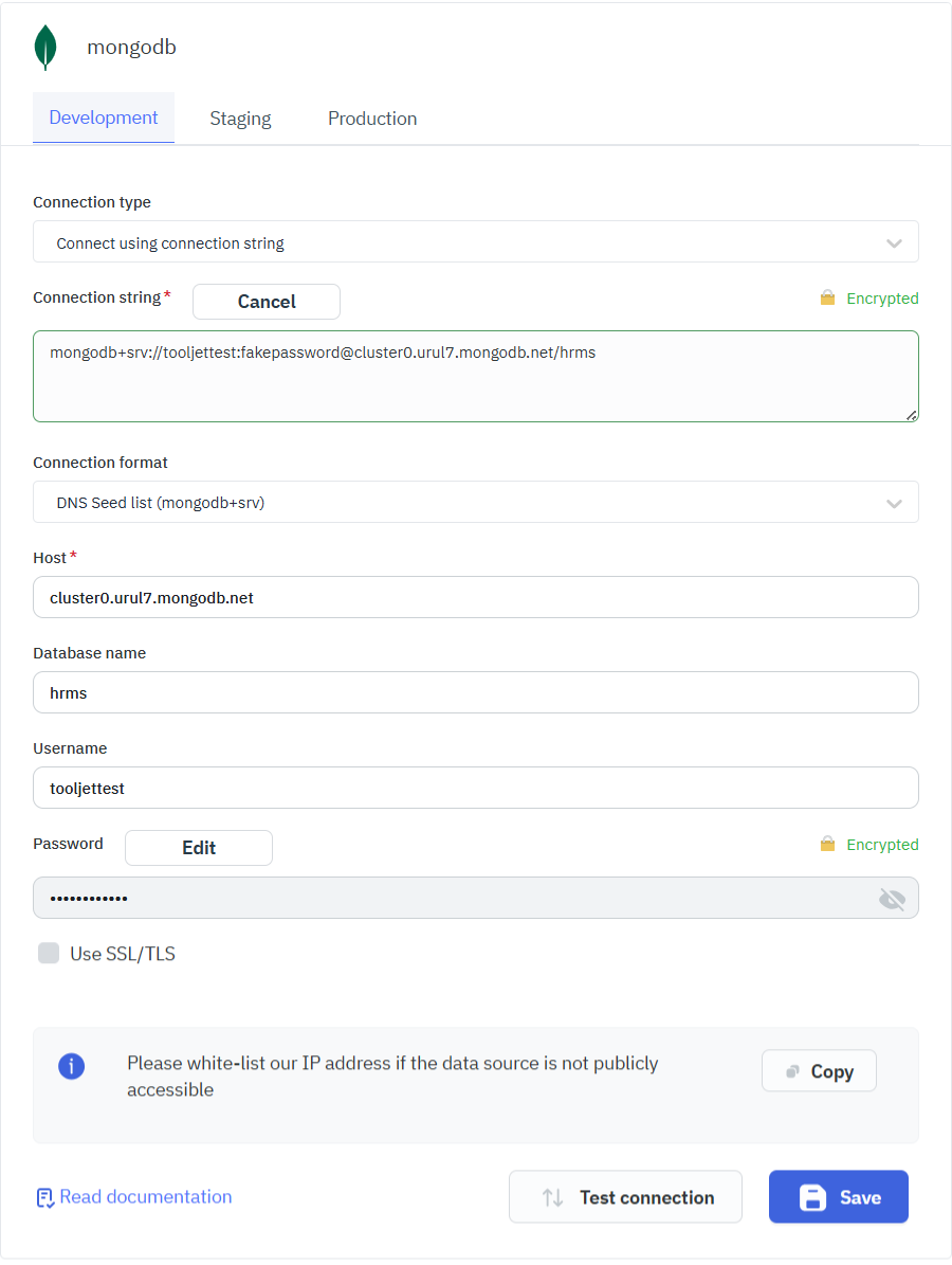 ToolJet - Mongo connection
