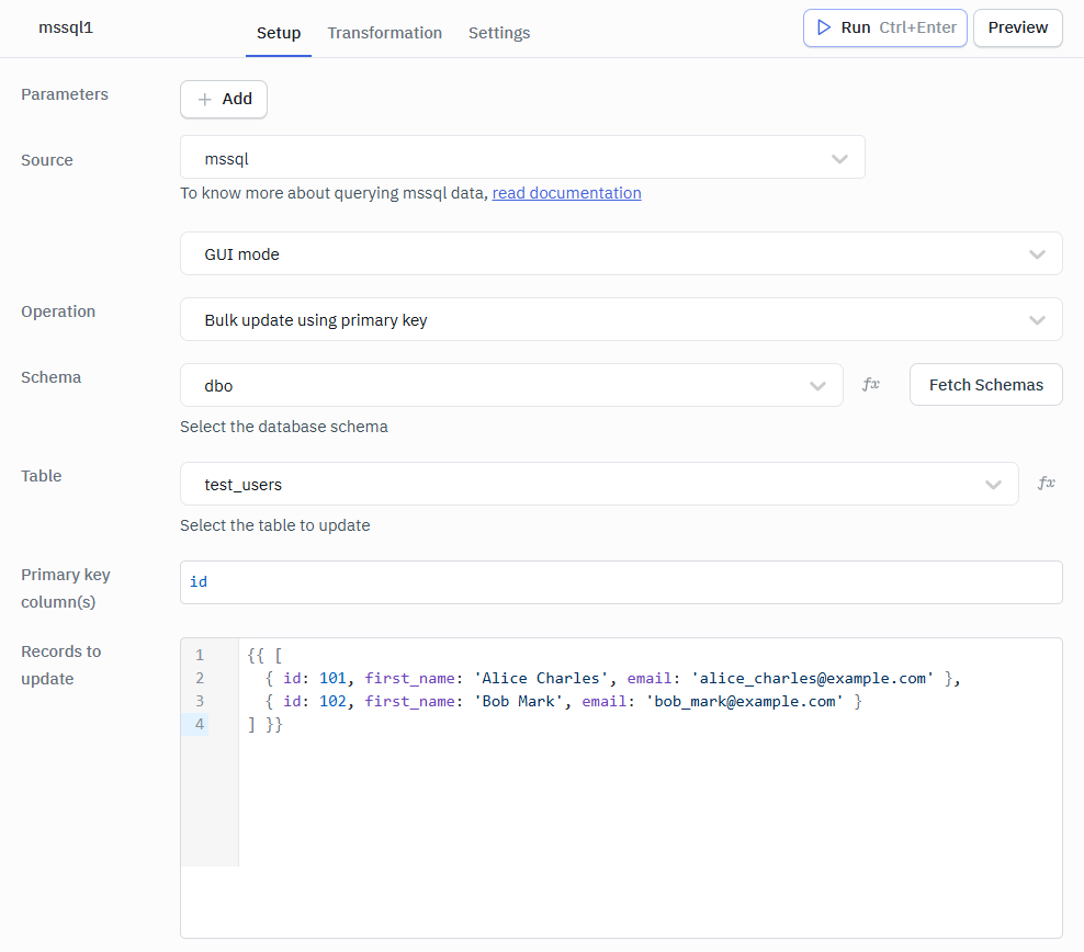 MSsql bulk update gui mode