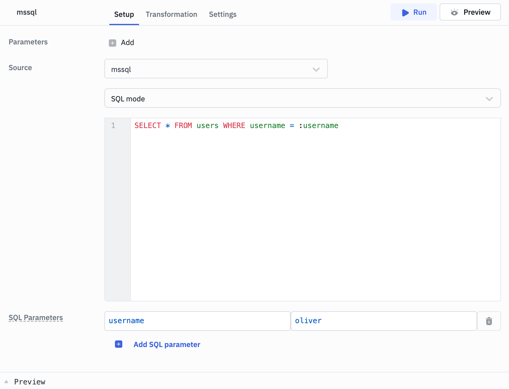 Postgresql parameterized SQL queries