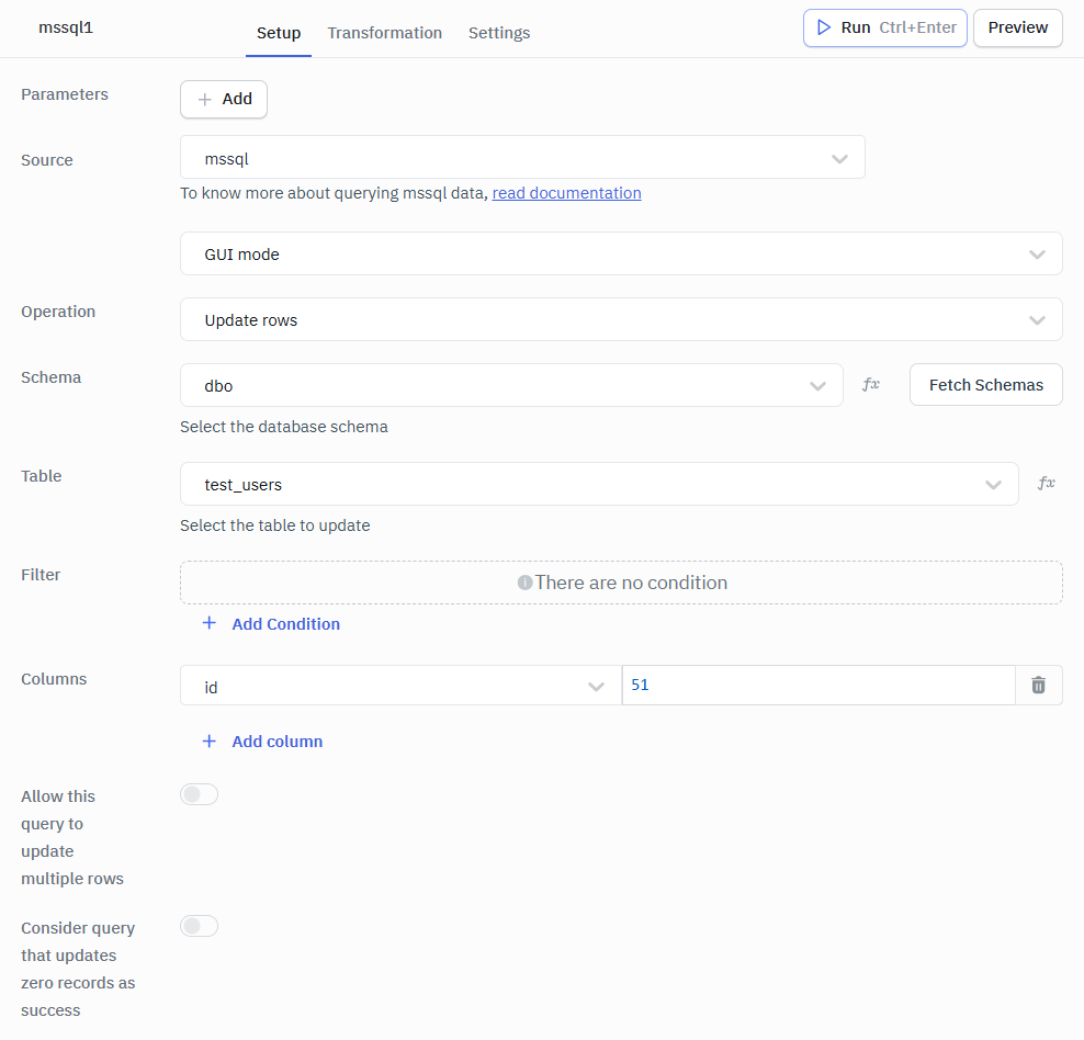 MSsql update row gui mode