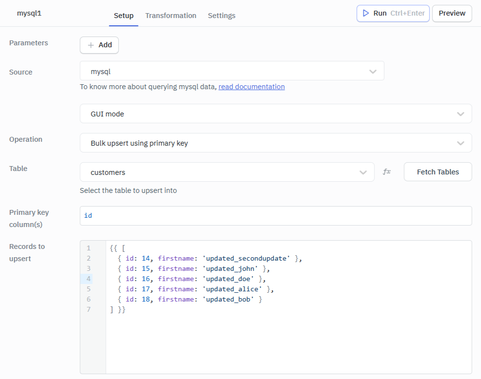 Mysql Bulk Upsert key GUI