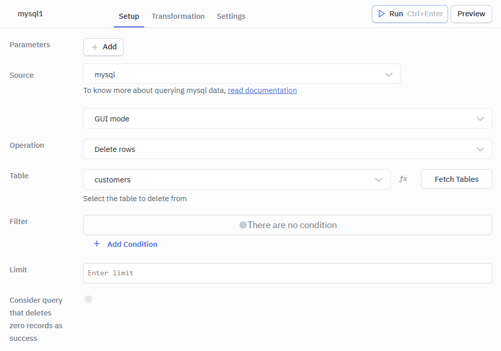 Mysql Delete Rows GUI