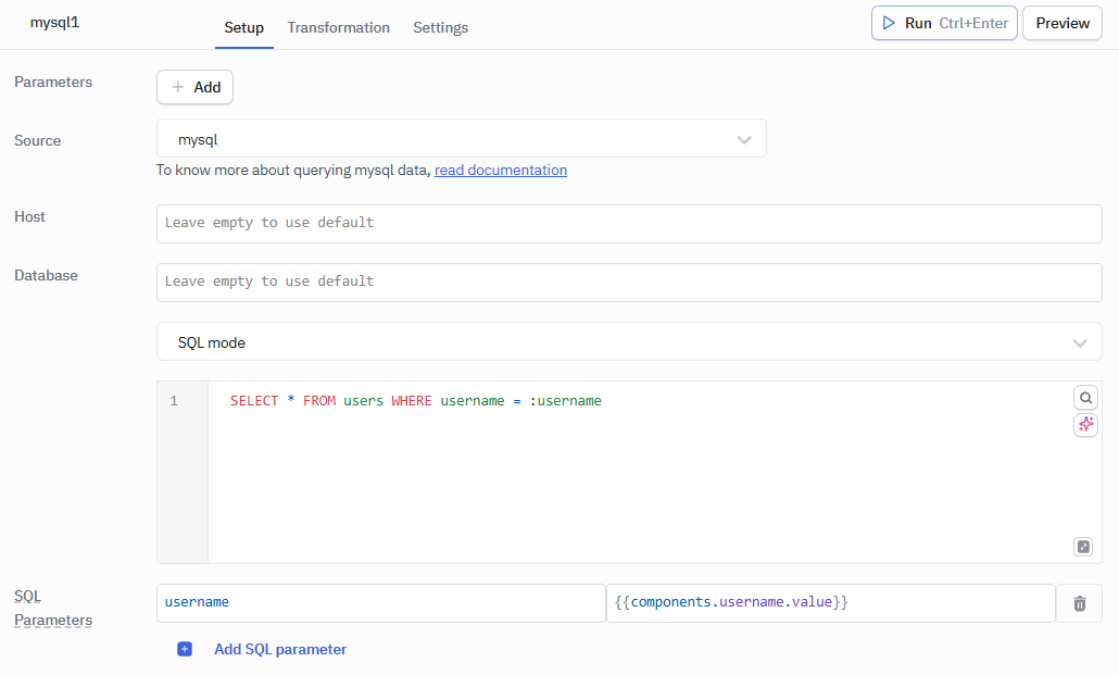 mysql parameter querying