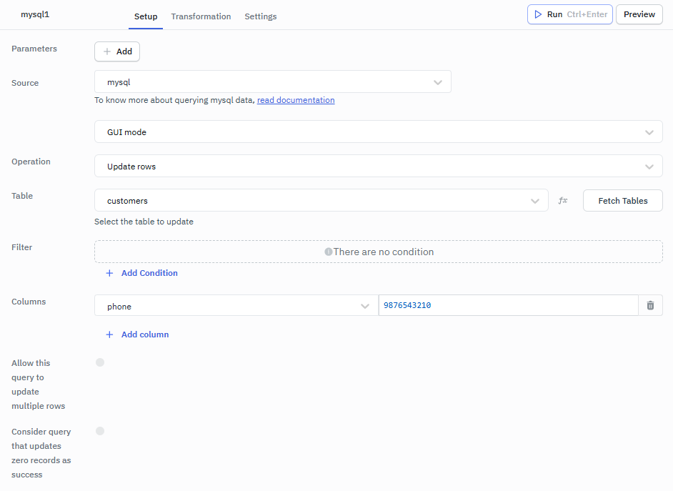 Mysql Update Rows GUI