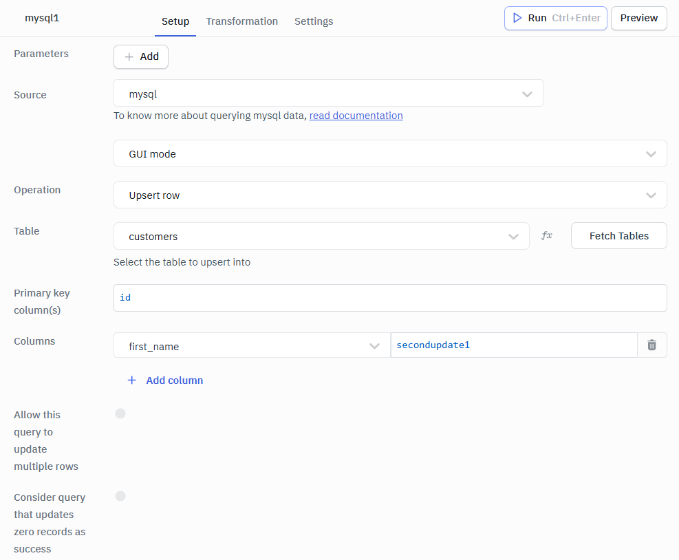 Mysql Upsert Rows GUI
