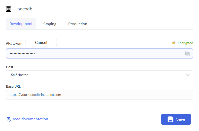 NocoDB self hosted connection