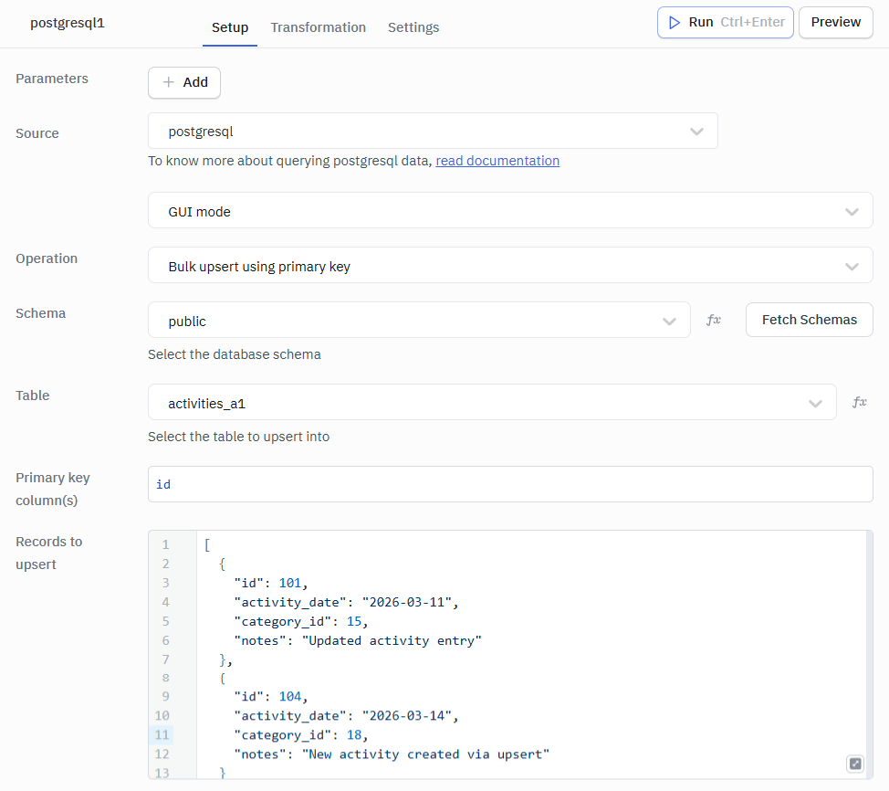 Bulk Upsert using GUI Postgresql
