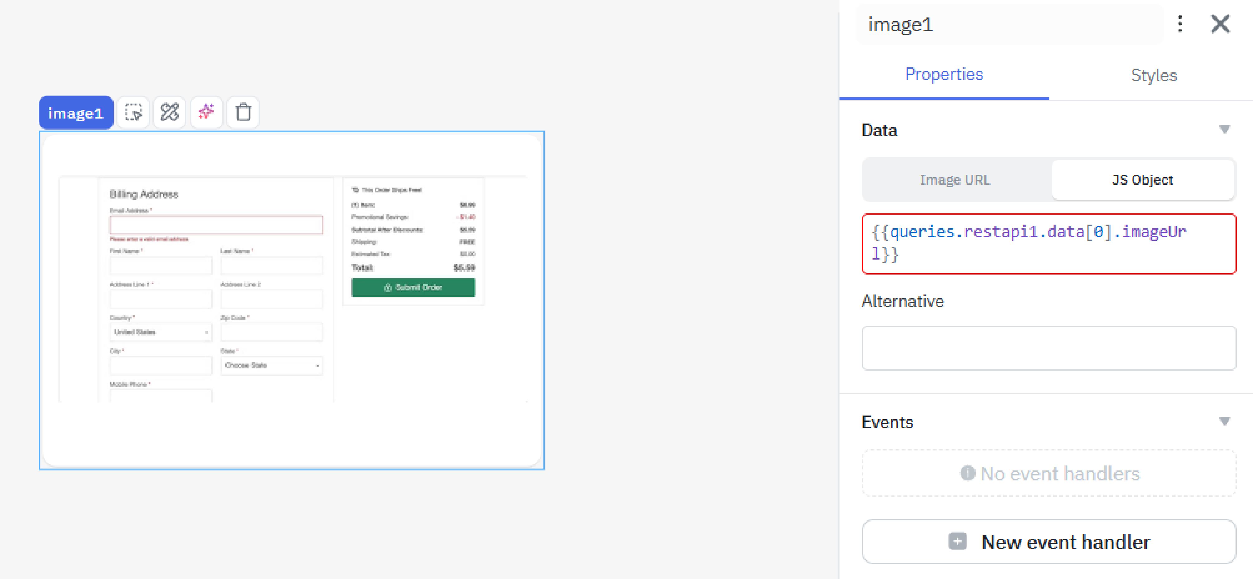  REST API image component mapping