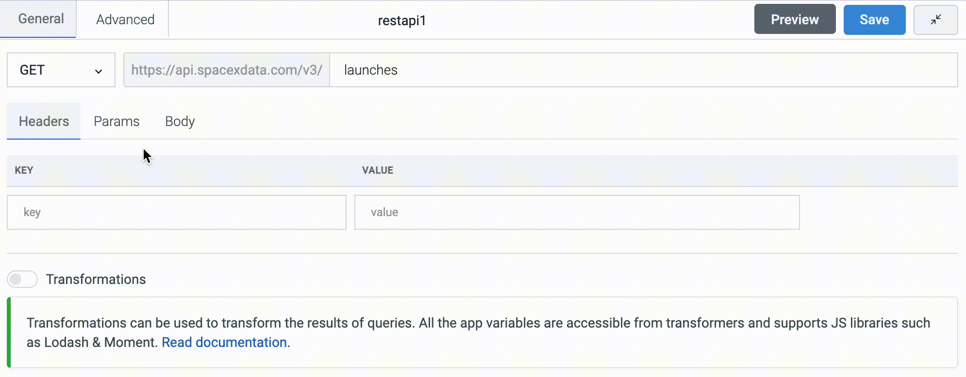 ToolJet - Data source - REST API