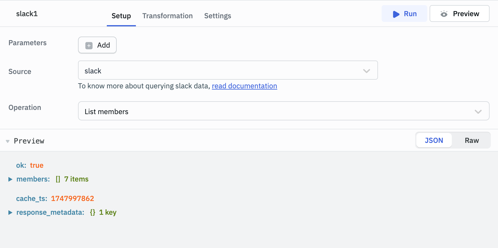 Slack datasource: ToolJet