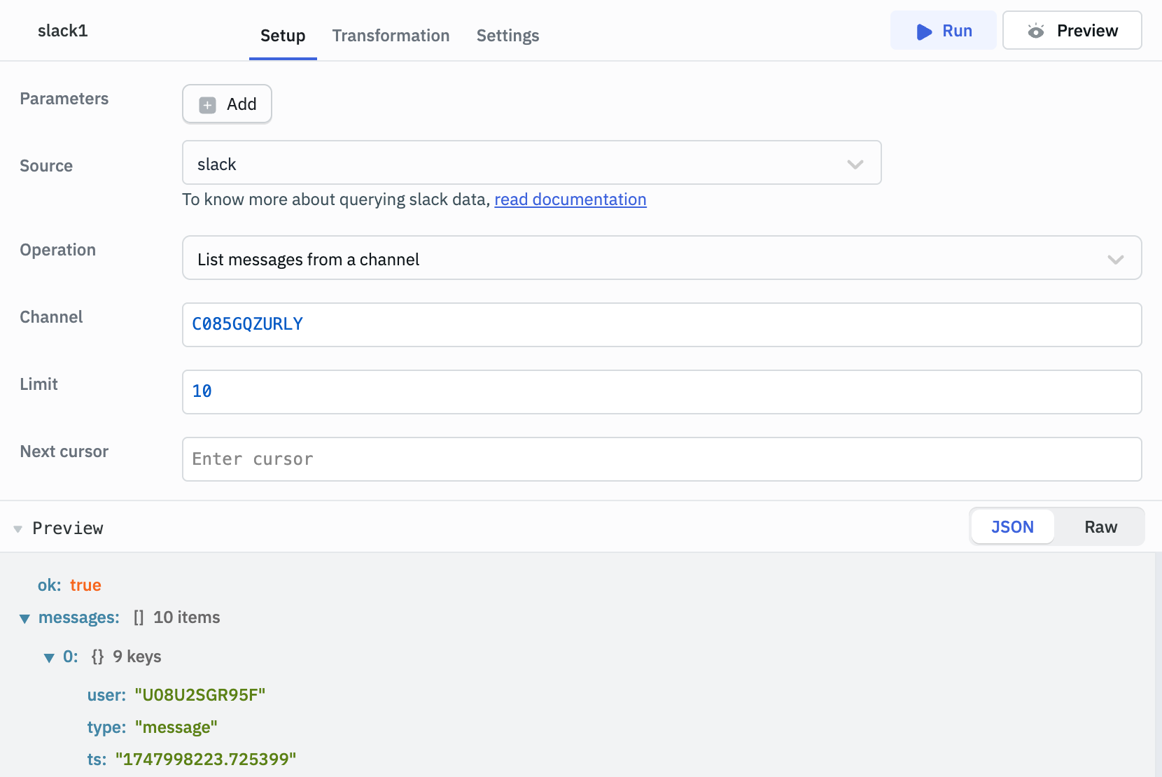 Slack datasource: ToolJet