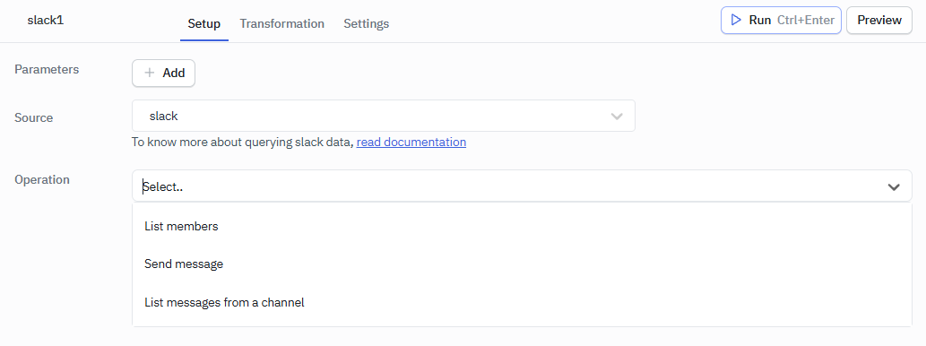 Slack datasource: ToolJet