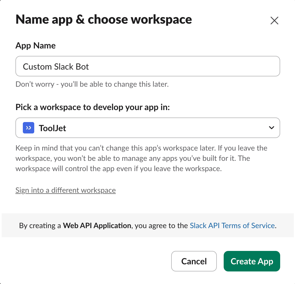 Slack datasource: ToolJet