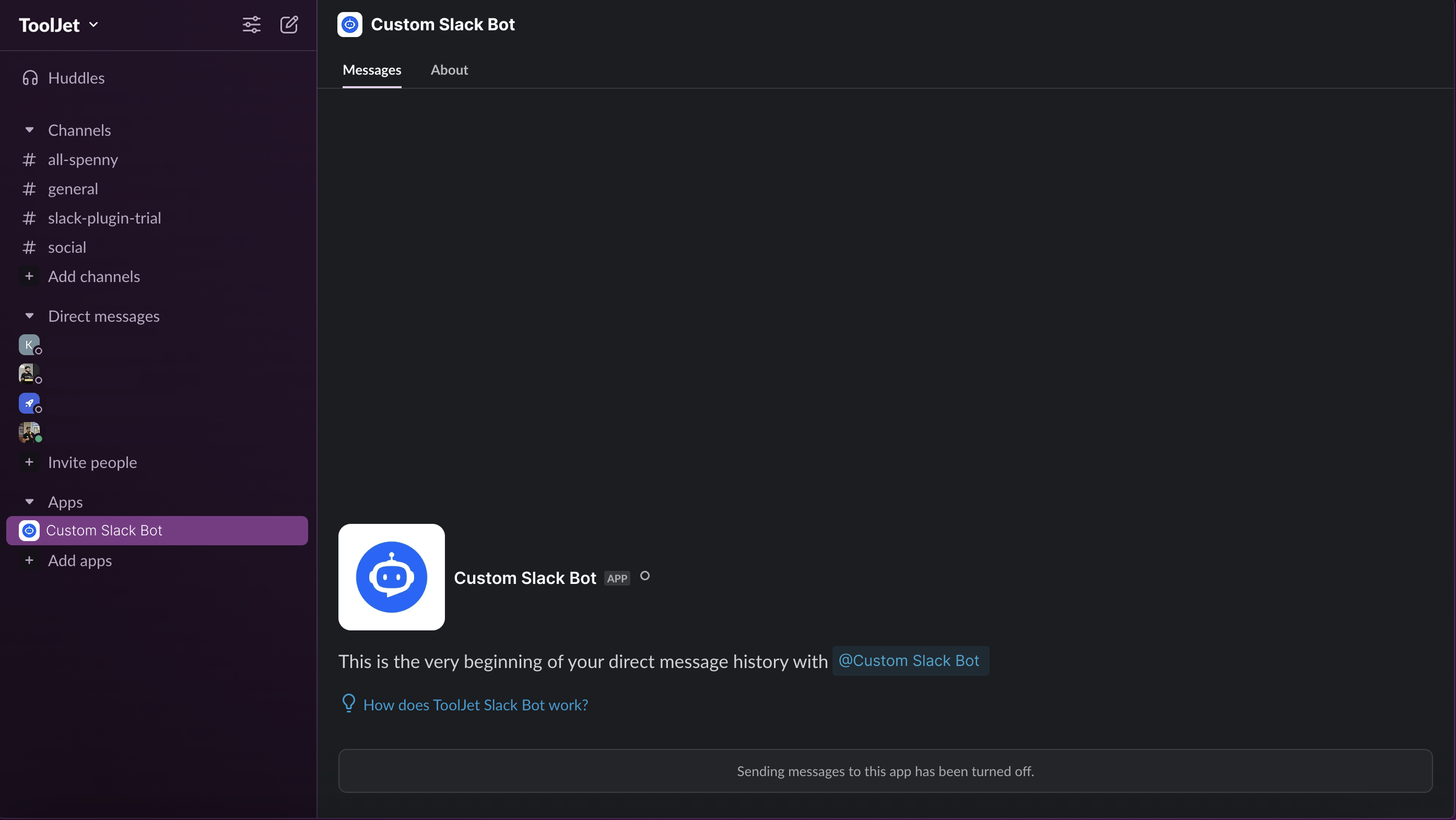 Slack datasource: ToolJet