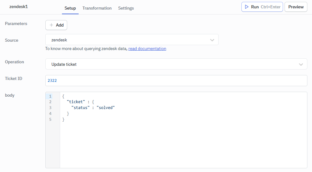 Zendesk update query