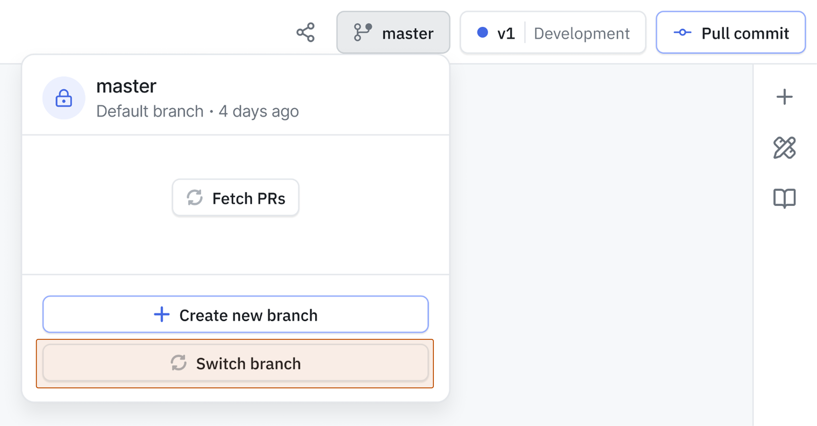 Switch branch dropdown